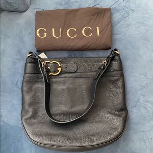 Gucci Pebbled Leather Hobo Shoulder Bag Large NWT